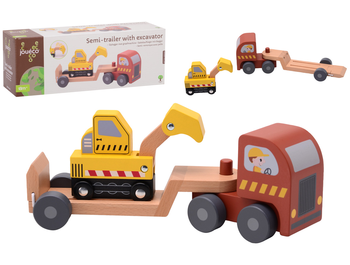 Sattelauflieger mit Bagger