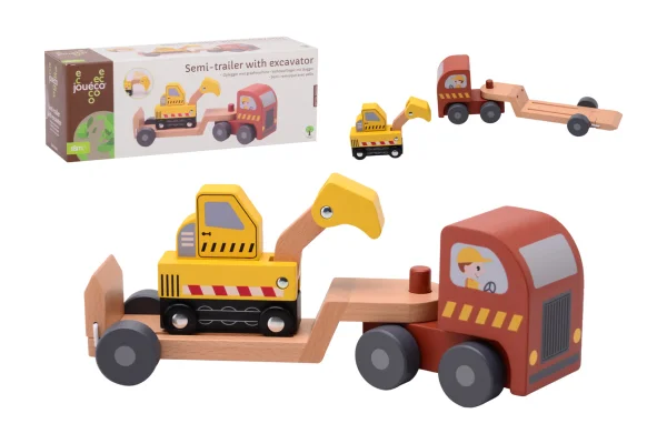 Oplegger met graafmachine