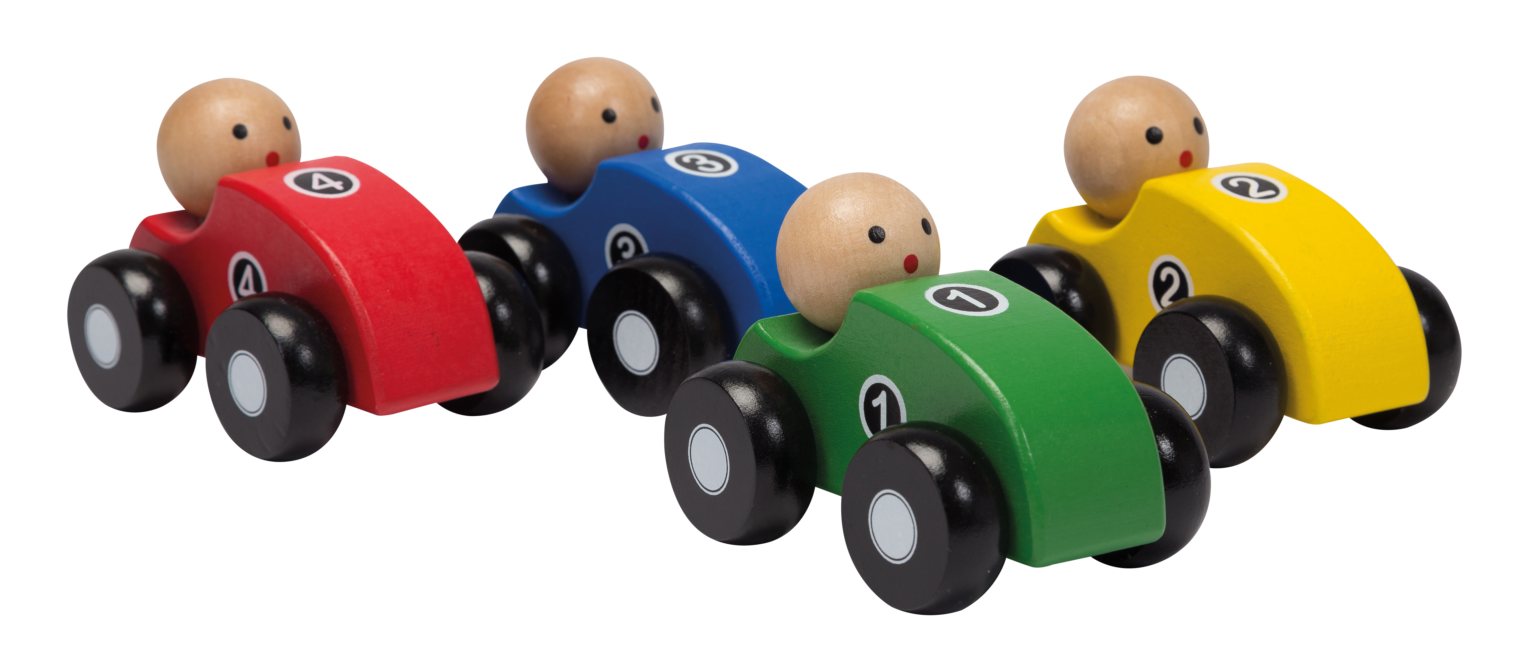 Voitures en bois 4 assortis en présentoir