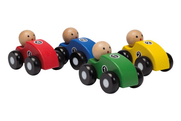 Wooden cars 4 assorted in display