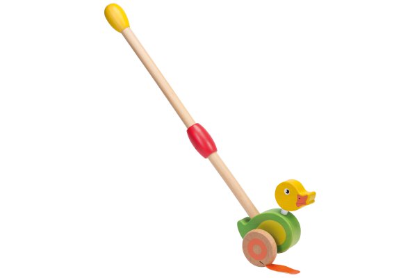 Wooden rolling stick duck