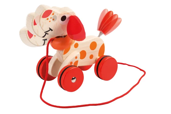 Wooden wagging puppy